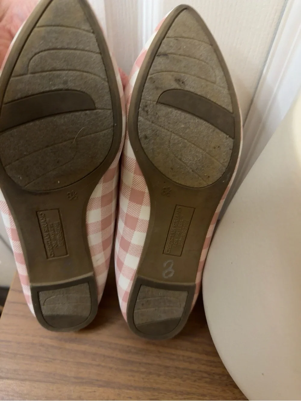 Christian Siriano for Payless Pink Gingham Pointed Toe Ballet Flats 8.5